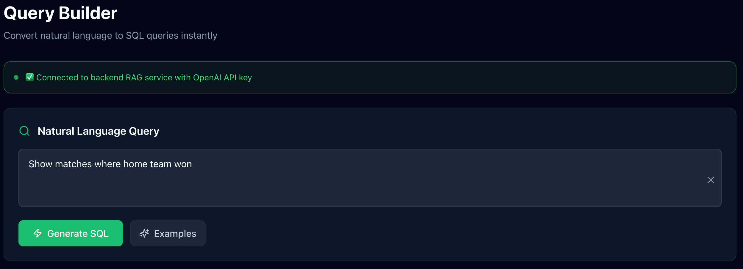 SQL Builder Prompt Interface