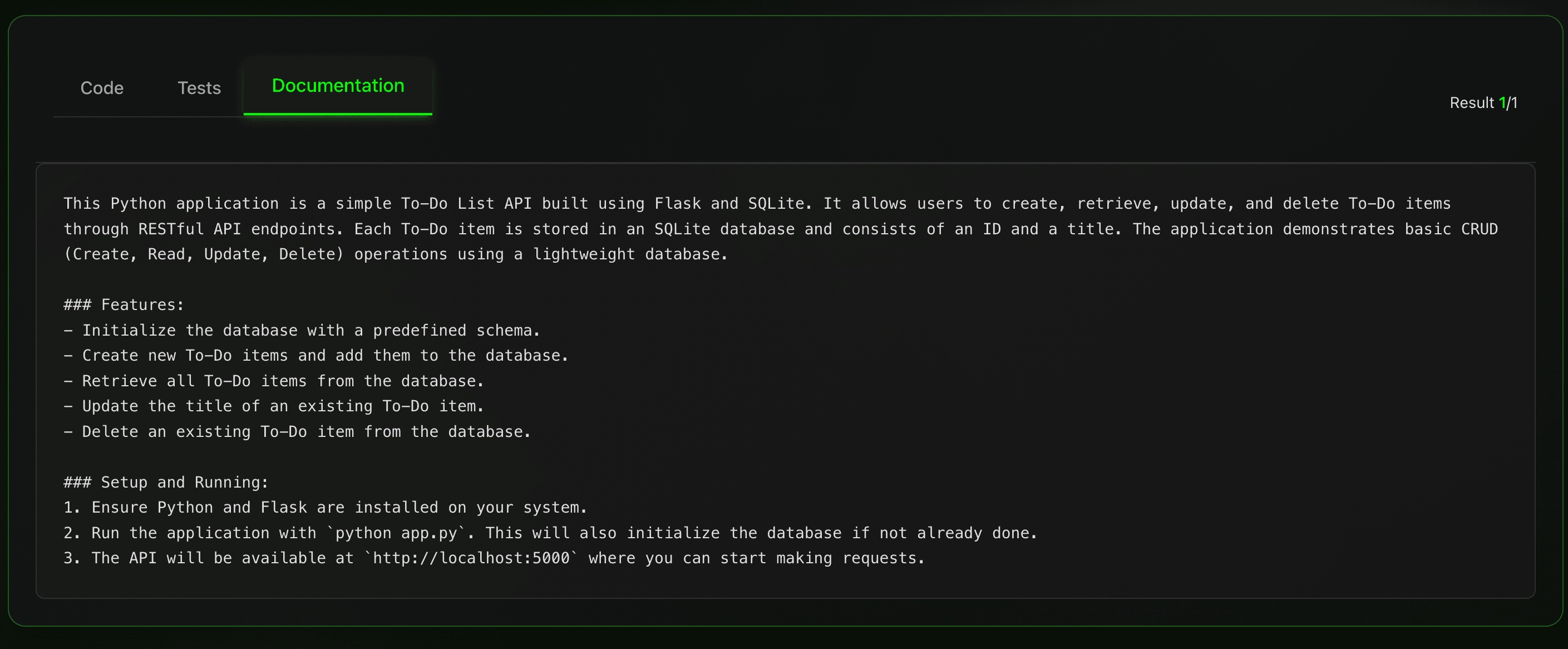 Documentation Generation