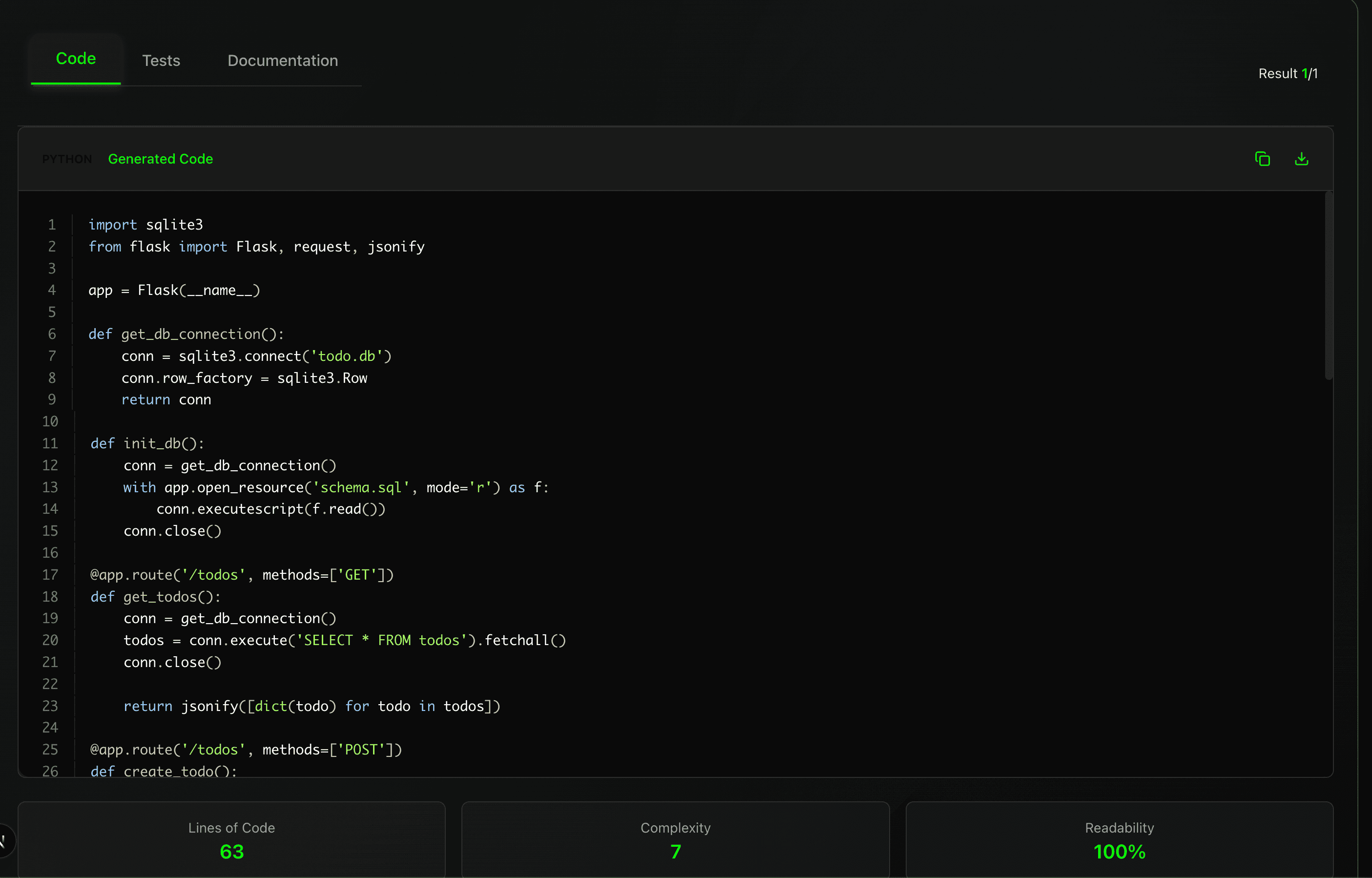 Code Generation Output