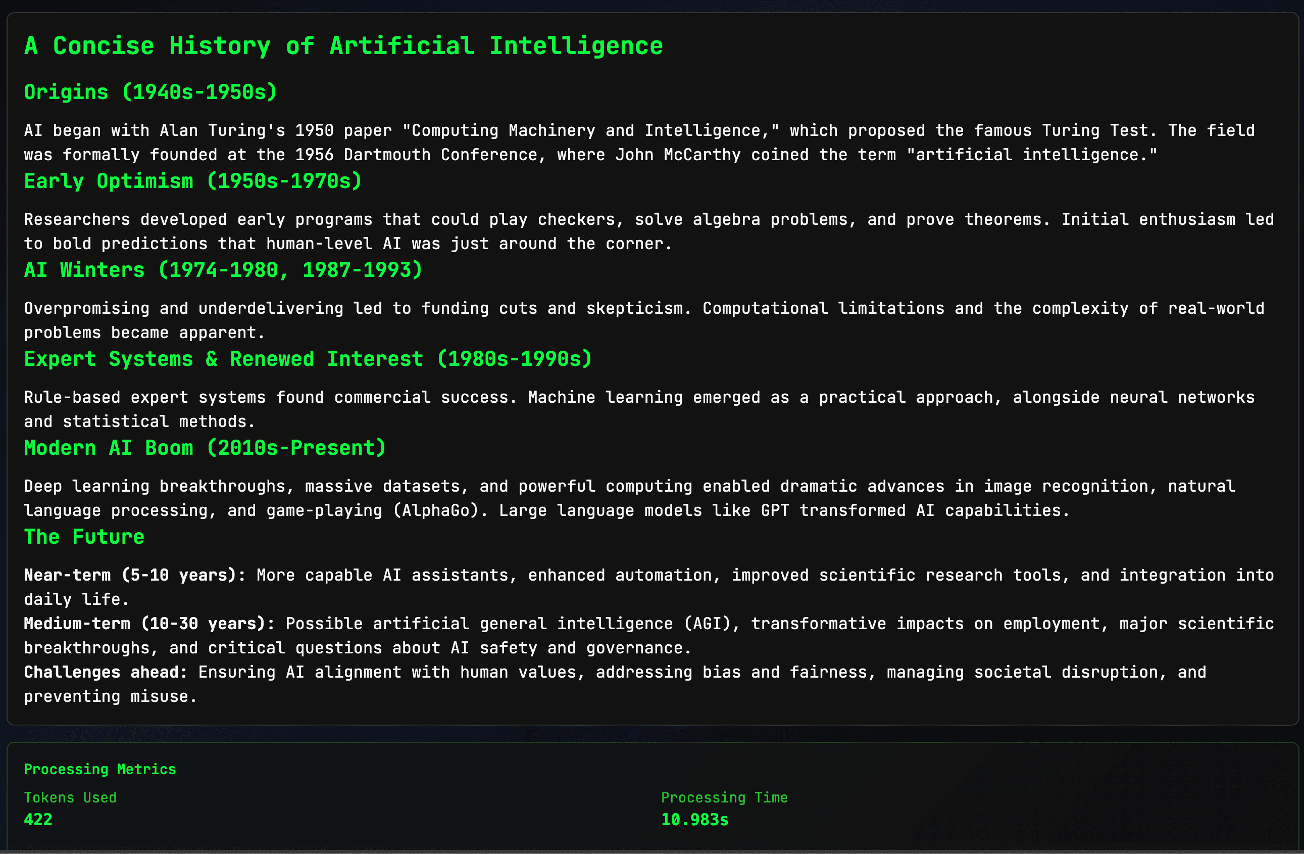 AI Model Response Output