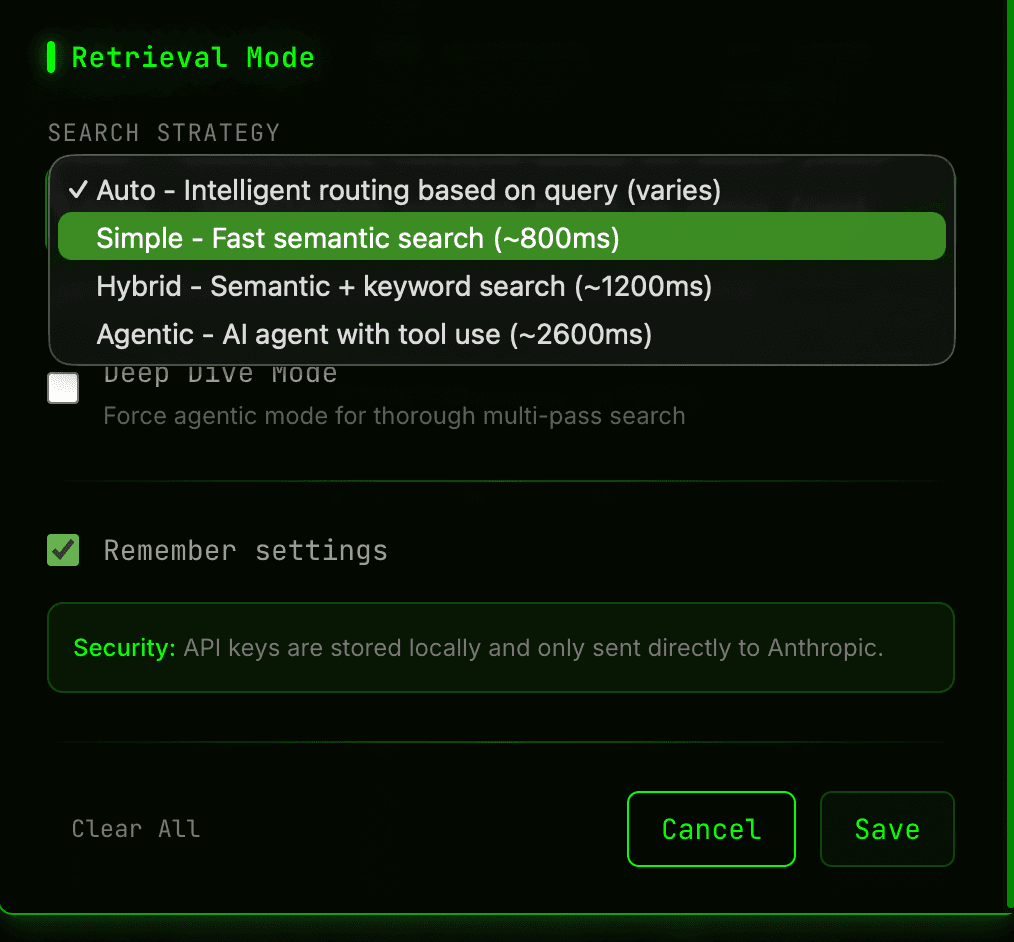 RAG Modes and Retrieval Strategies